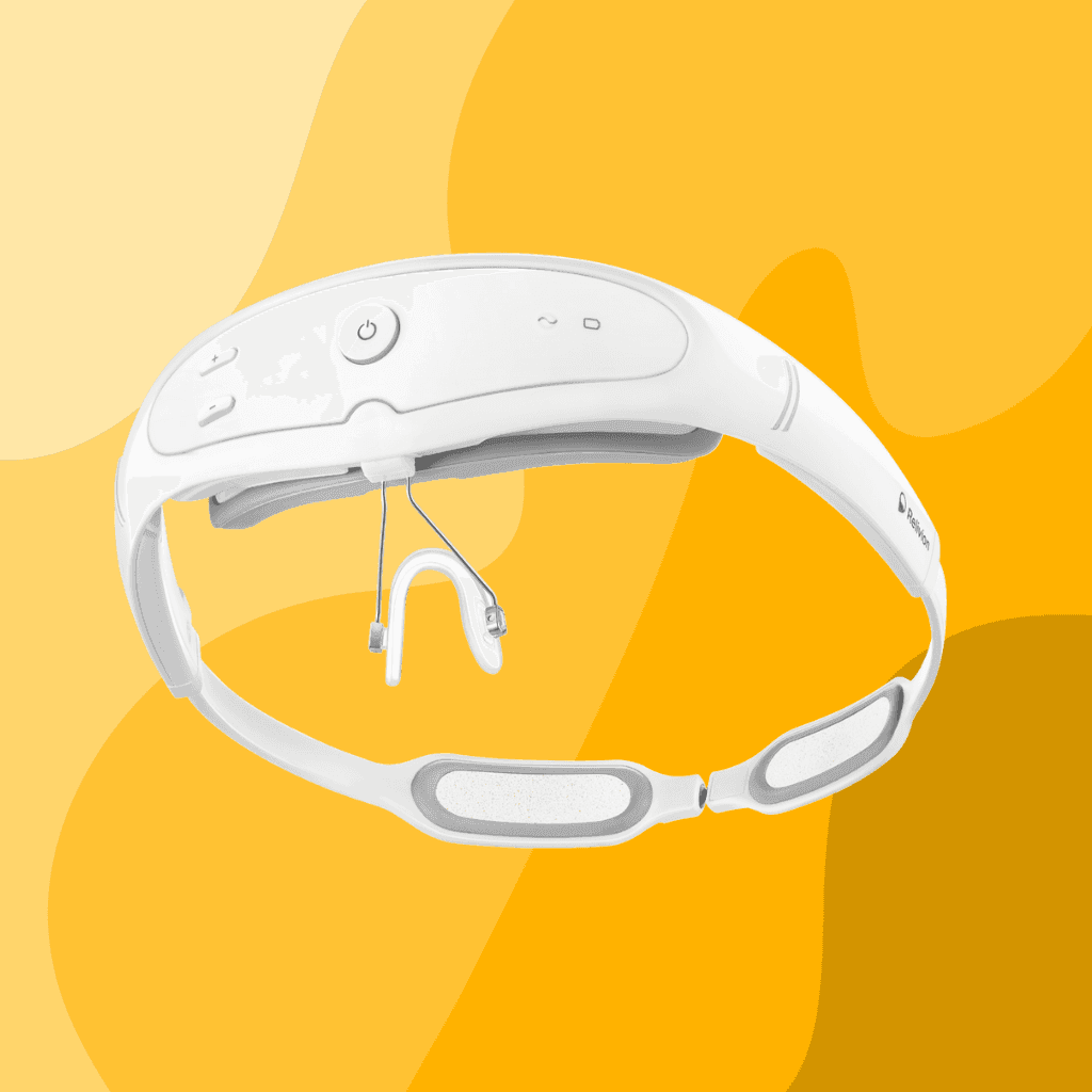Relivion migraine device in a colorful background