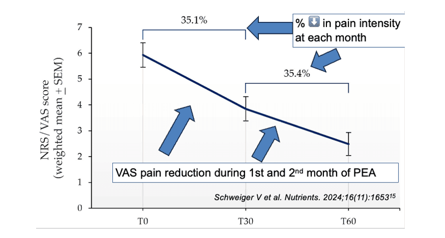 Pain reduction with PEA