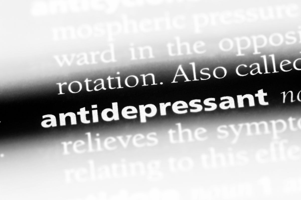 antidepressant word in a dictionary. antidepressant concept.